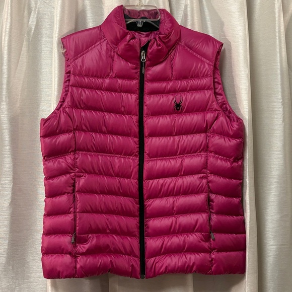Spyder Puffer Vest Women’s Pink Prymo 500 Down Filled Mock Neck ski outerwear XL - Picture 6 of 11